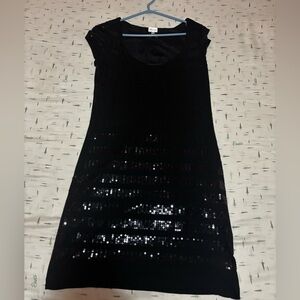 Black Sequin Striped Mini Dress